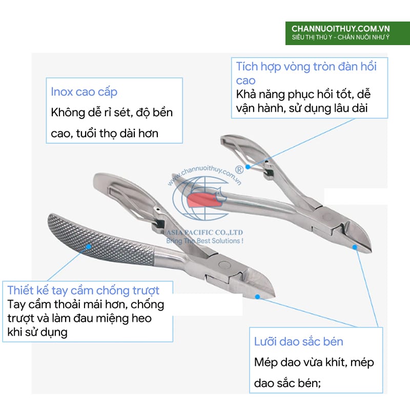 Kềm bấm nanh heo con, chất liệu inox 304 dài 14 cm 10 kem-bam-nanh-uu-diem