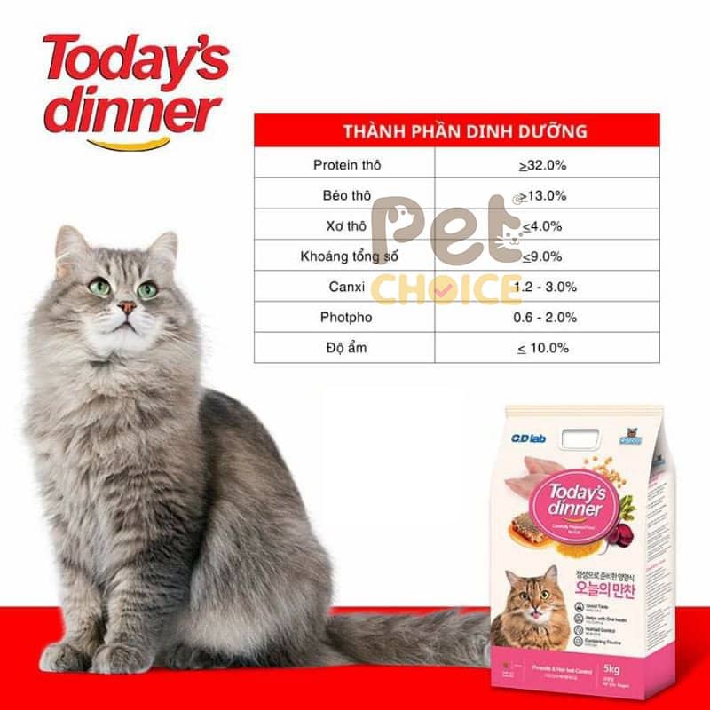 Thức ăn cho mèo Today's Dinner hạt khô túi 1kg dành cho mọi lứa tuổi mèo